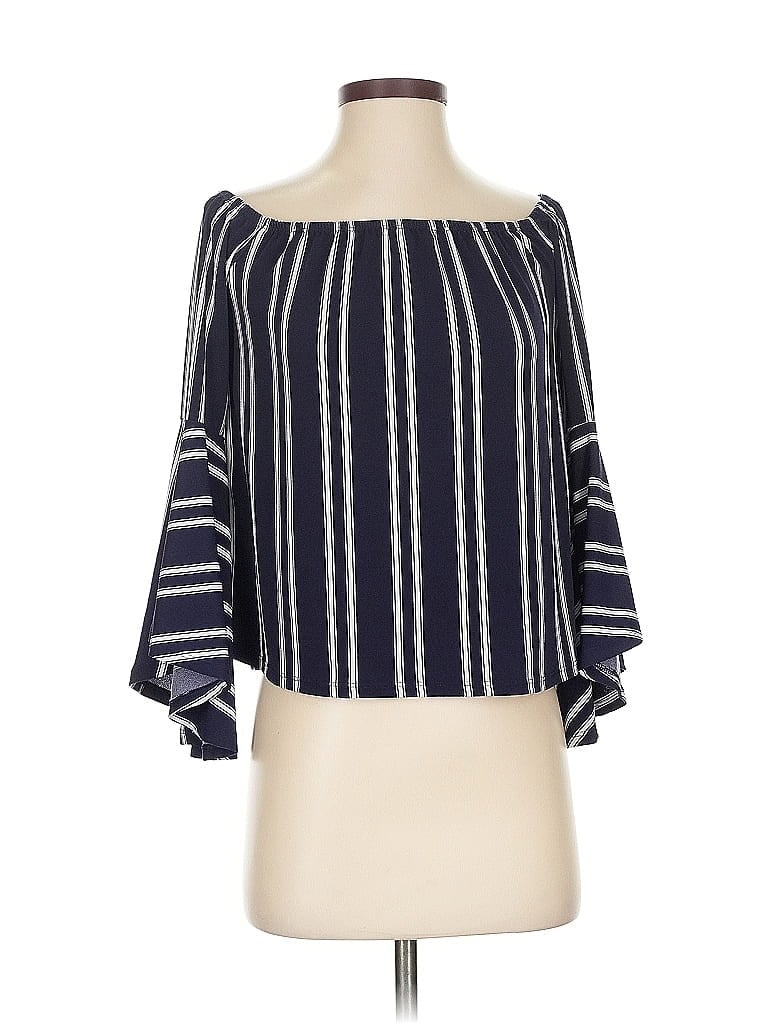 Pre-owned Express 3/4 Sleeve Blouse In Blue