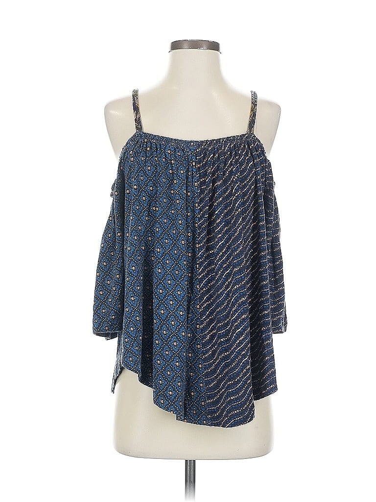 Pre-owned Deletta Tank Top Blue Cold Shoulder Neckline Tops