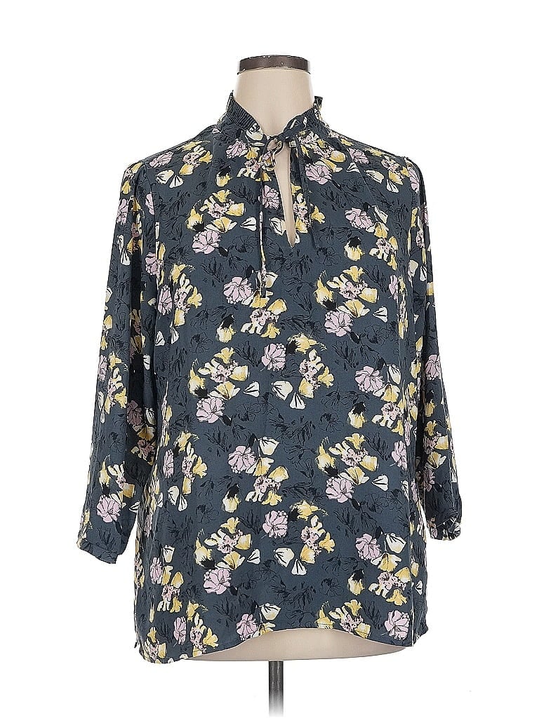 Pre-owned Halogen 3/4 Sleeve Blouse In Blue