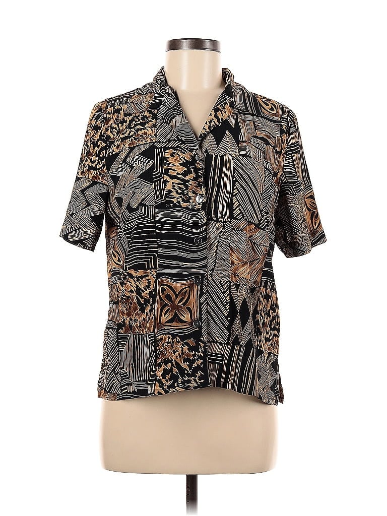 Pre-owned Alia Short Sleeve Blouse In Brown
