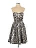 Cesar Galindo 100% Silk Metallic Silver Cocktail Dress Size 6 - photo 1
