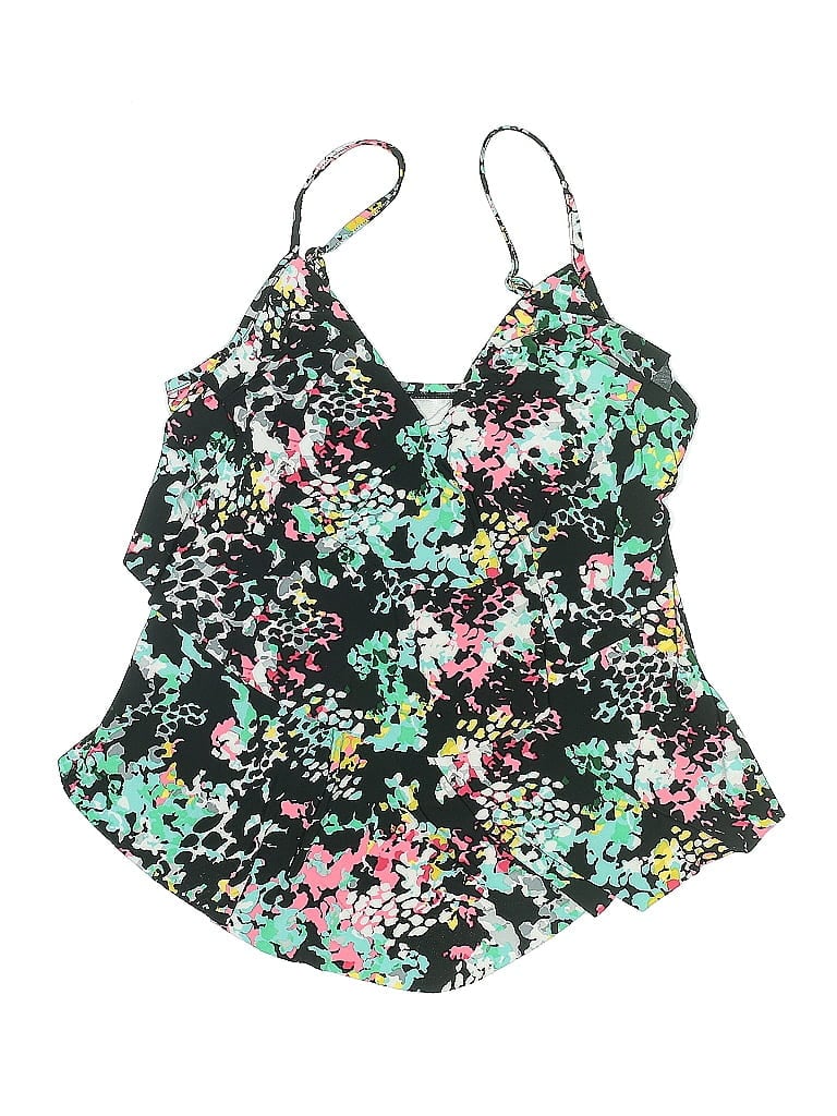 Pre-owned Aqua Green Swimsuit Top Green Floral Pattern Swimwear