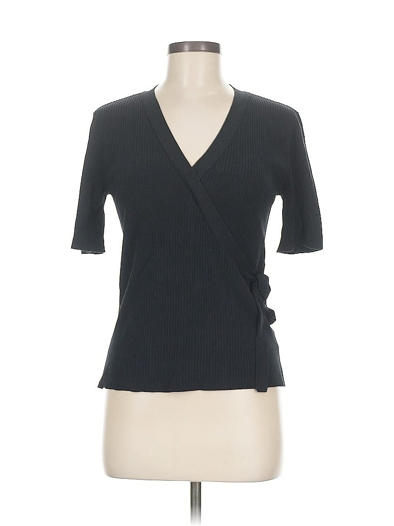 Pre-owned Alex Marie Short Sleeve Top Gray V Neck Tops