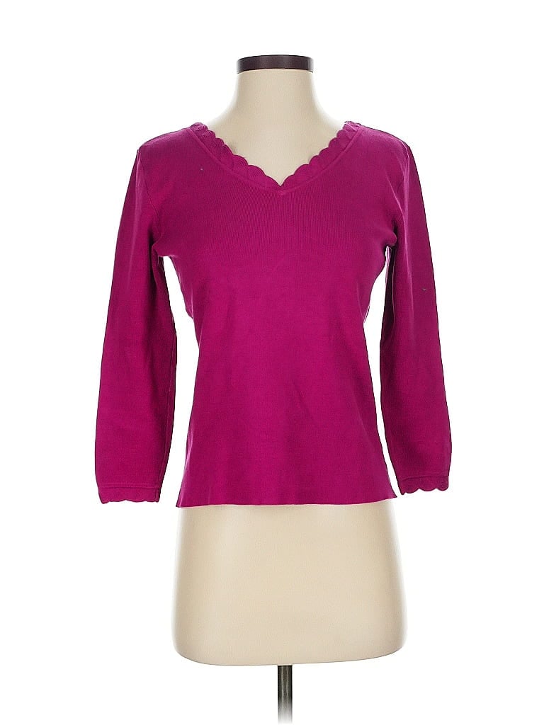 Pre-owned Dana Buchman 3/4 Sleeve T-shirt In Purple