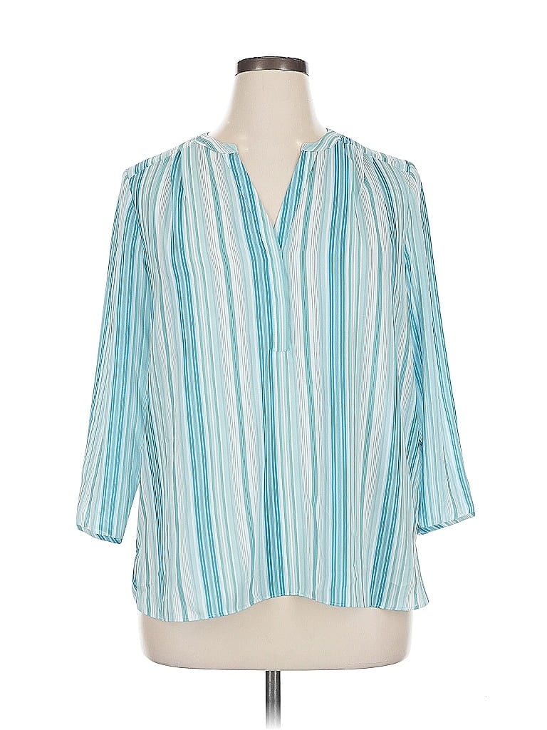 Pre-owned Nydj 3/4 Sleeve Blouse In Blue