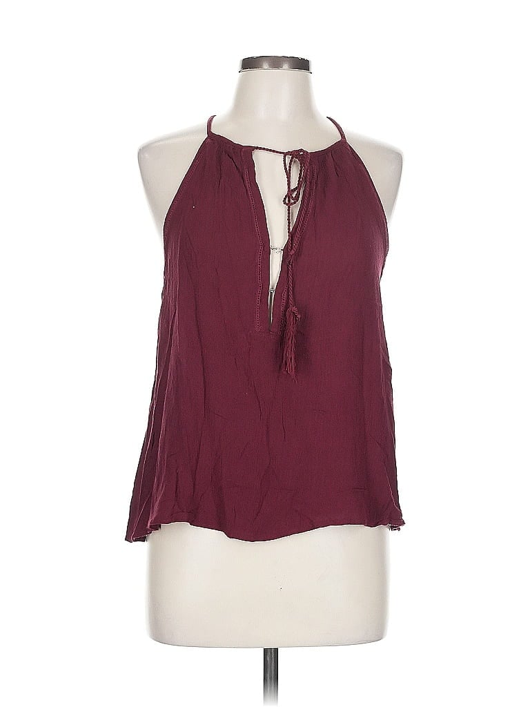 Pre-owned La Hearts Tank Top Burgundy Halter Neckline Tops