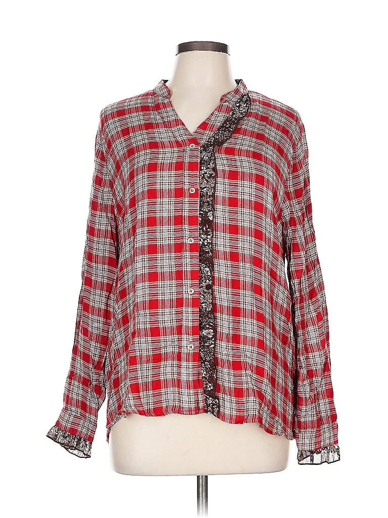 Pre-owned Coco + Carmen Long Sleeve Blouse In Red