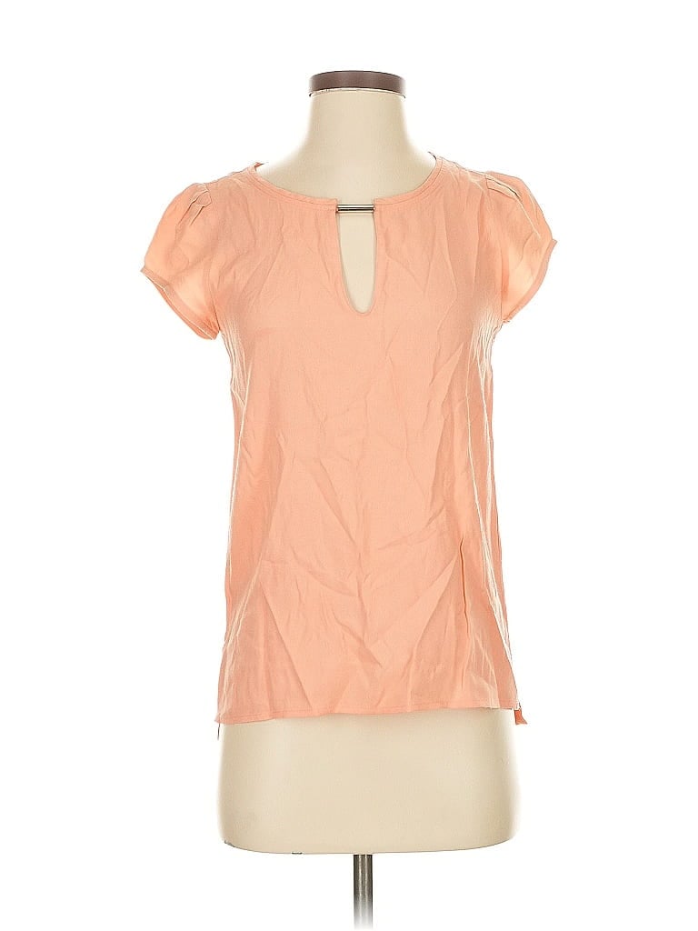 Pre-owned Zara Basic Short Sleeve Blouse In Orange
