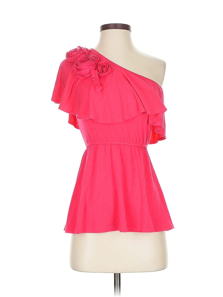 Pre-owned Boston Proper Sleeveless Top Pink One Shoulder Neckline Tops