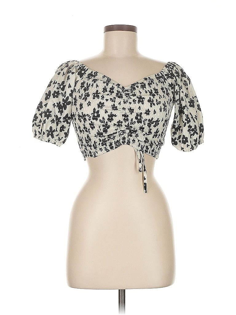 Pre-owned Kendall & Kylie 3/4 Sleeve Blouse In White