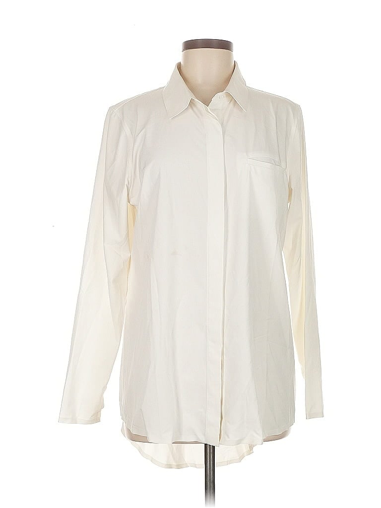 Pre-owned Athleta Long Sleeve Blouse In White