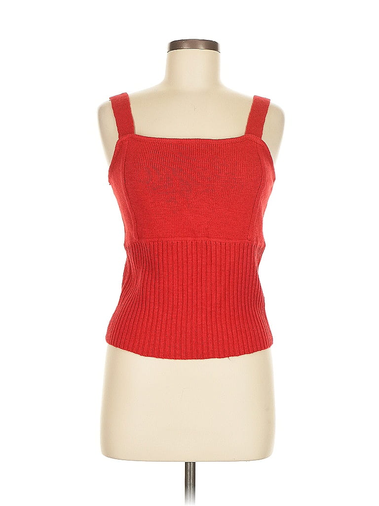 Pre-owned Kathy Ireland Sleeveless Top Red Square Neckline Tops