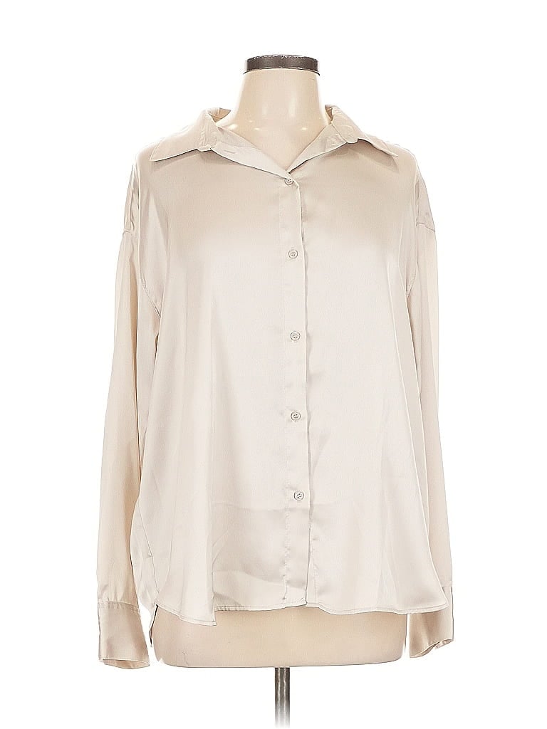 Pre-owned H&m Long Sleeve Blouse In White