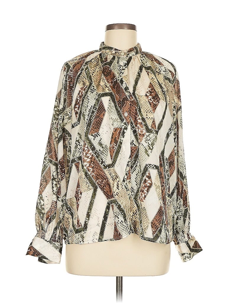 Pre-owned H&m Long Sleeve Blouse In White