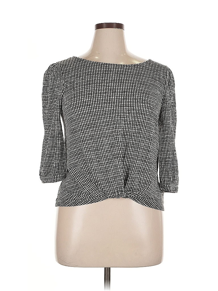 Pre-owned W5 3/4 Sleeve Top Gray Square Neckline Tops