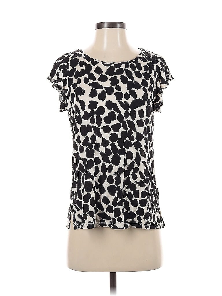 Pre-owned H&m Short Sleeve Top Ivory Sweetheart Neckline Tops In White