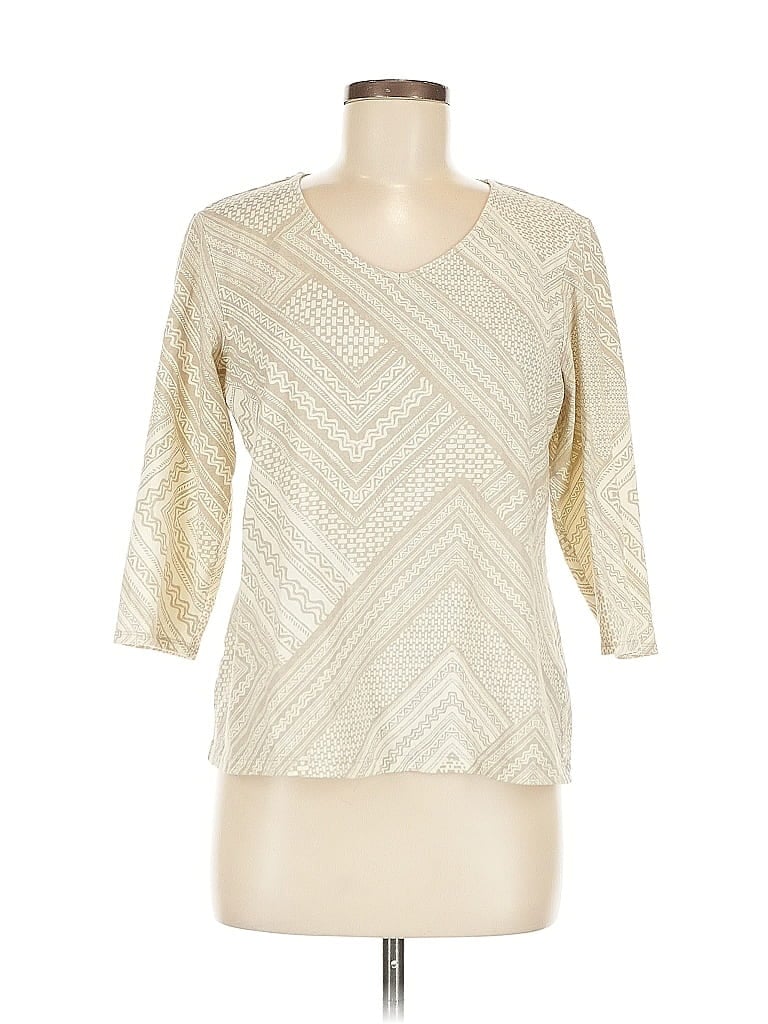 Pre-owned Chico's 3/4 Sleeve T-shirt In Brown