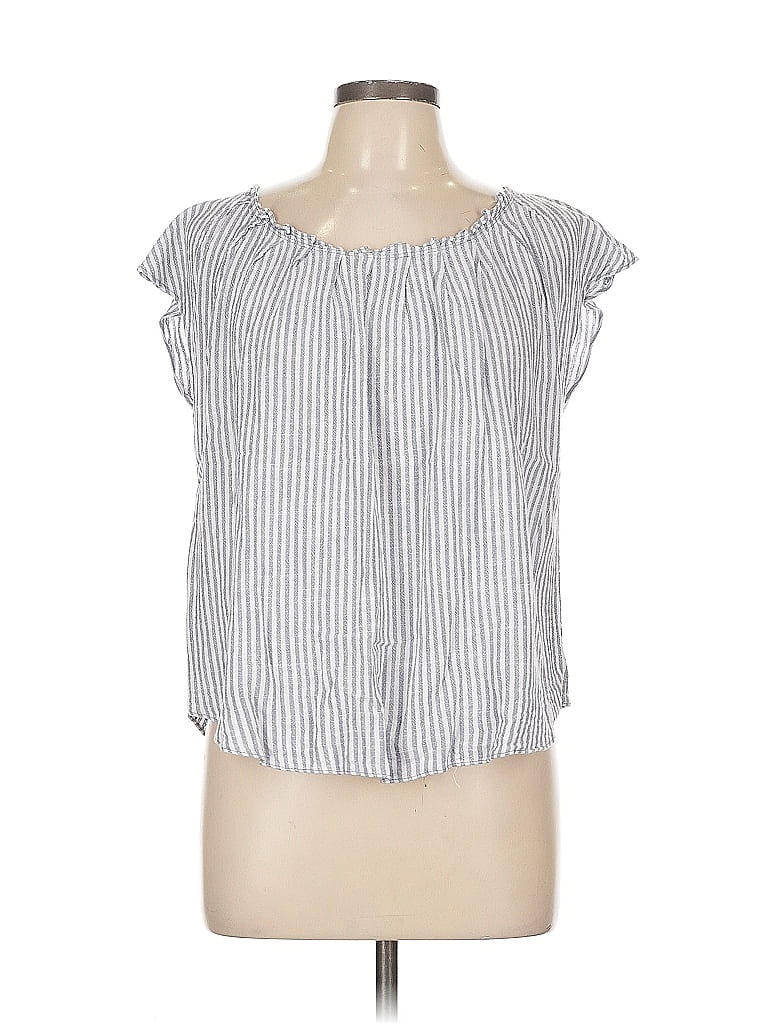 Pre-owned Lauren Conrad Short Sleeve Blouse In Silver