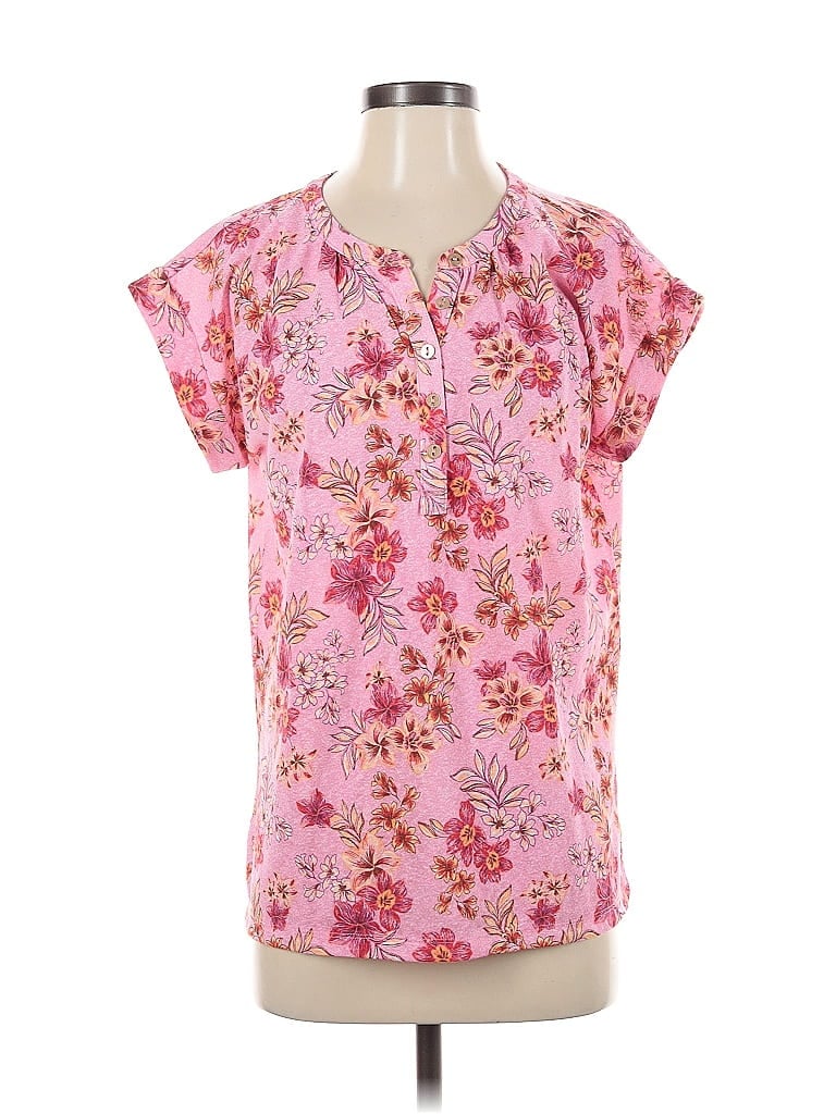 Pre-owned Ann Taylor Loft Short Sleeve Blouse In Pink
