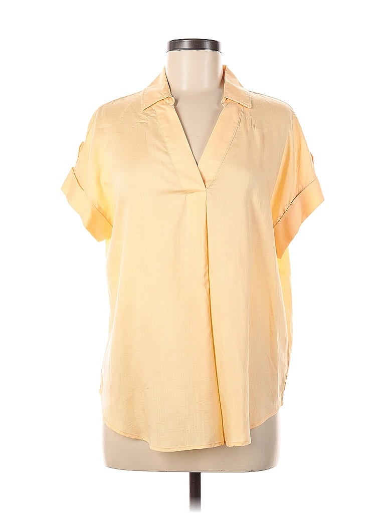 Pre-owned Liz Claiborne Short Sleeve Blouse In Yellow