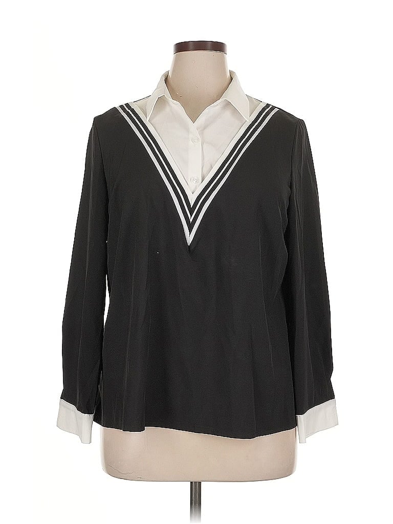 Pre-owned Shein Curve 3/4 Sleeve Blouse In Black