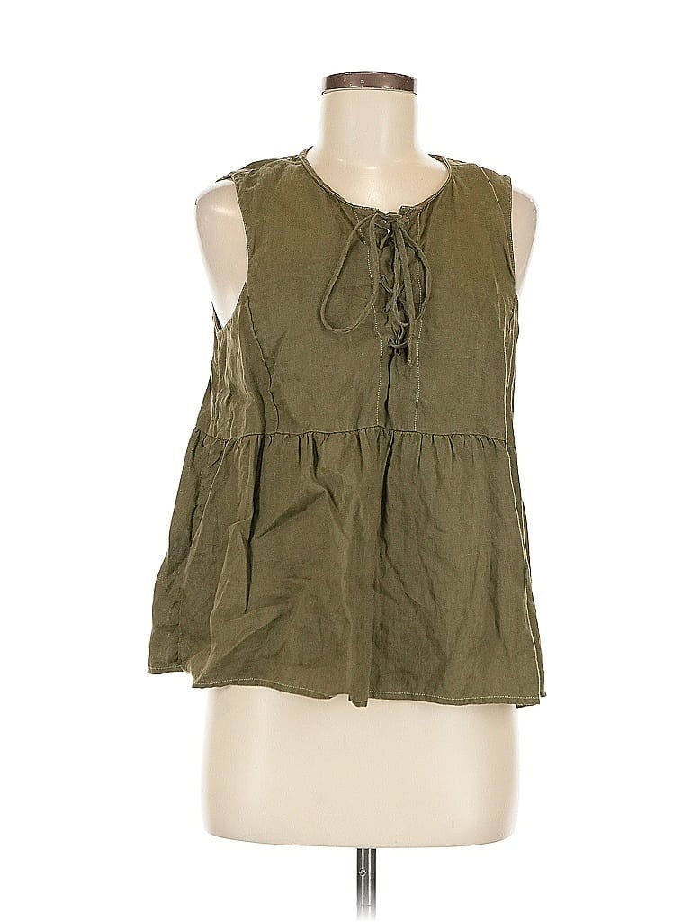 Pre-owned Point Sur Sleeveless Blouse In Green
