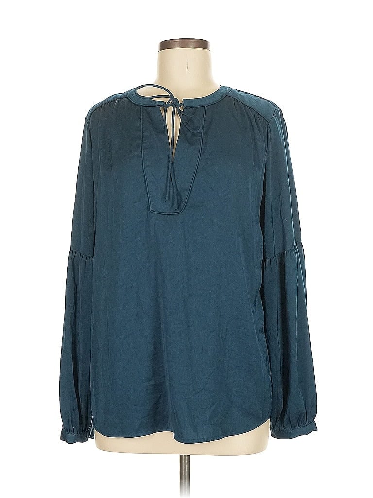 Pre-owned Ann Taylor Loft Long Sleeve Blouse In Blue