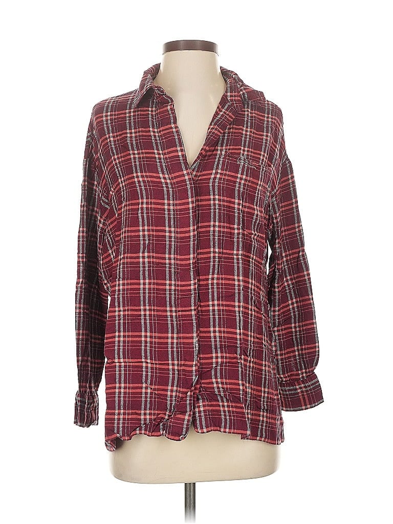 Pre-owned Bdg Long Sleeve Button Down Shirt In Burgundy