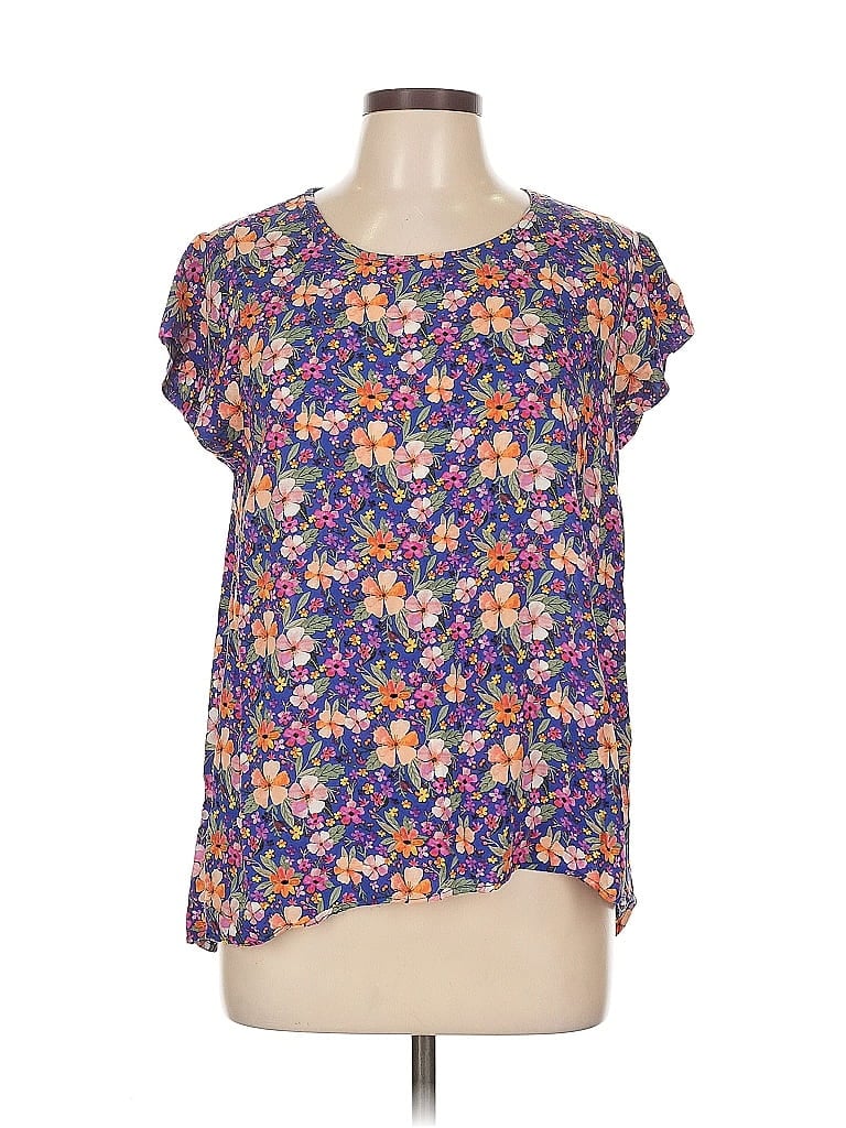 Pre-owned Cynthia Rowley Short Sleeve Blouse In Purple