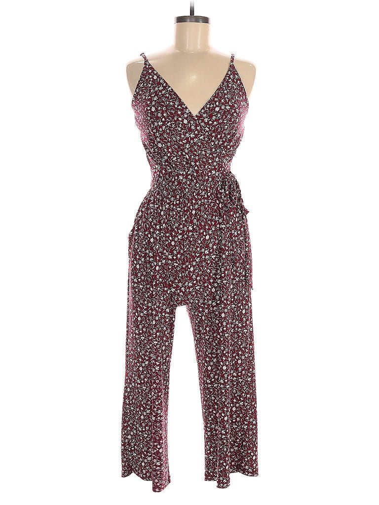 Pre-owned Kaileigh Jumpsuit In Burgundy