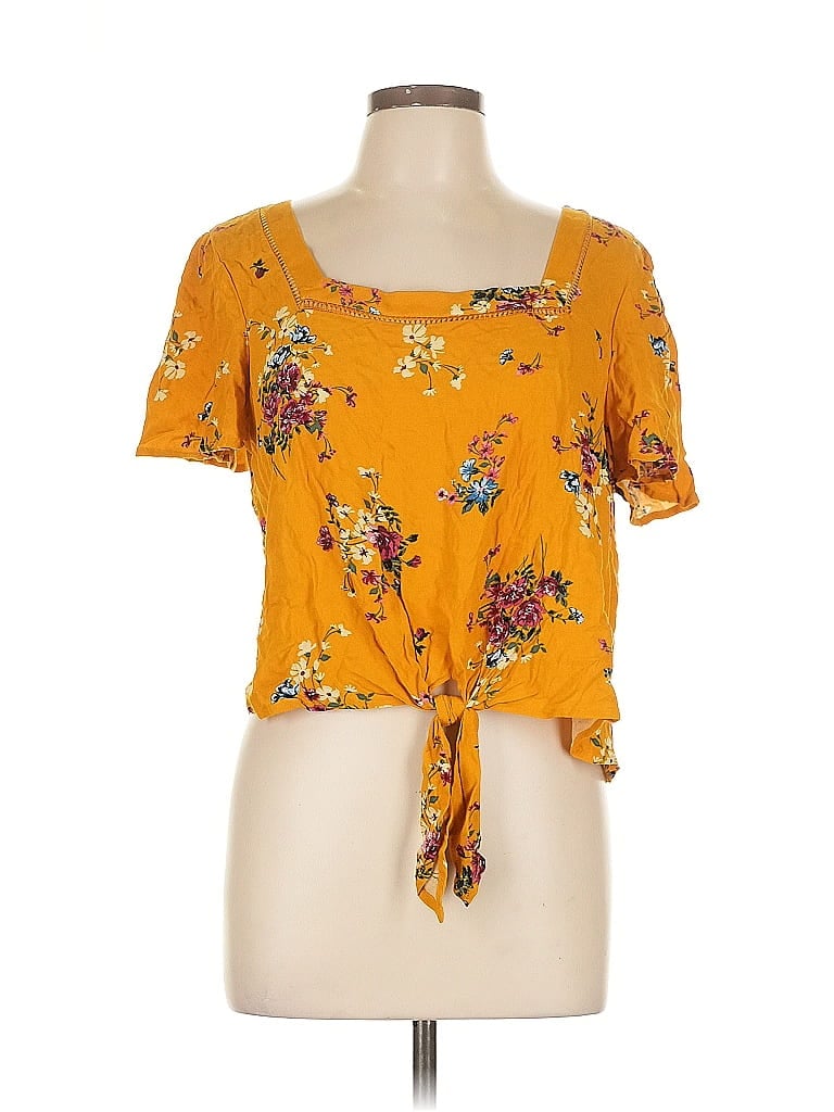 Xhilaration Short Sleeve Top Yellow Sweetheart Neckline Tops