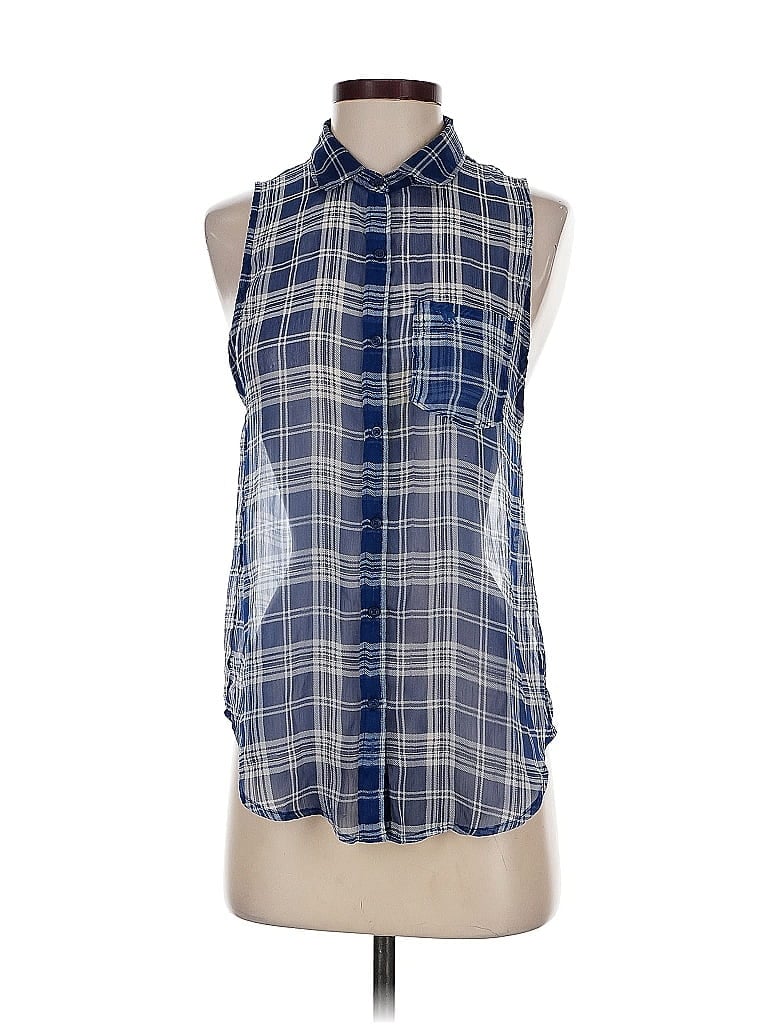 Pre-owned Abercrombie & Fitch Sleeveless Button Down Shirt In Blue