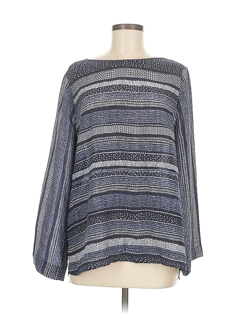 Pre-owned Nic + Zoe Long Sleeve Blouse In Blue