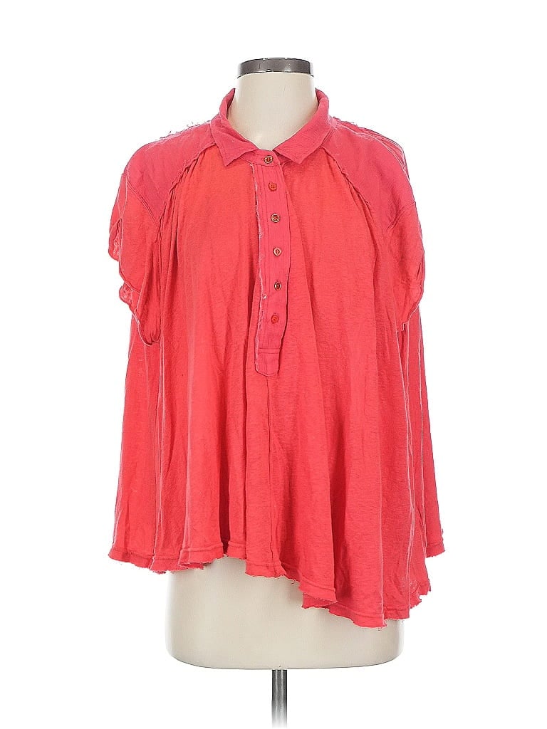 Pre-owned Free People Short Sleeve Blouse In Pink