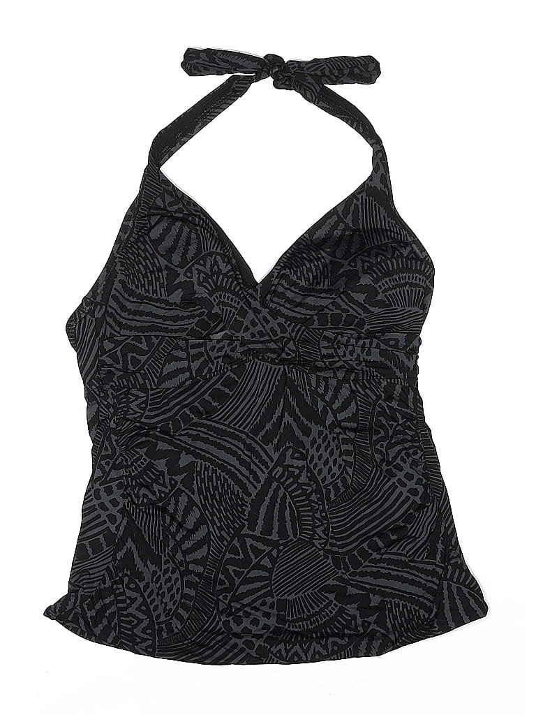 Pre-owned Kona Sol Swimsuit Top Black Paisley Pattern Swimwear