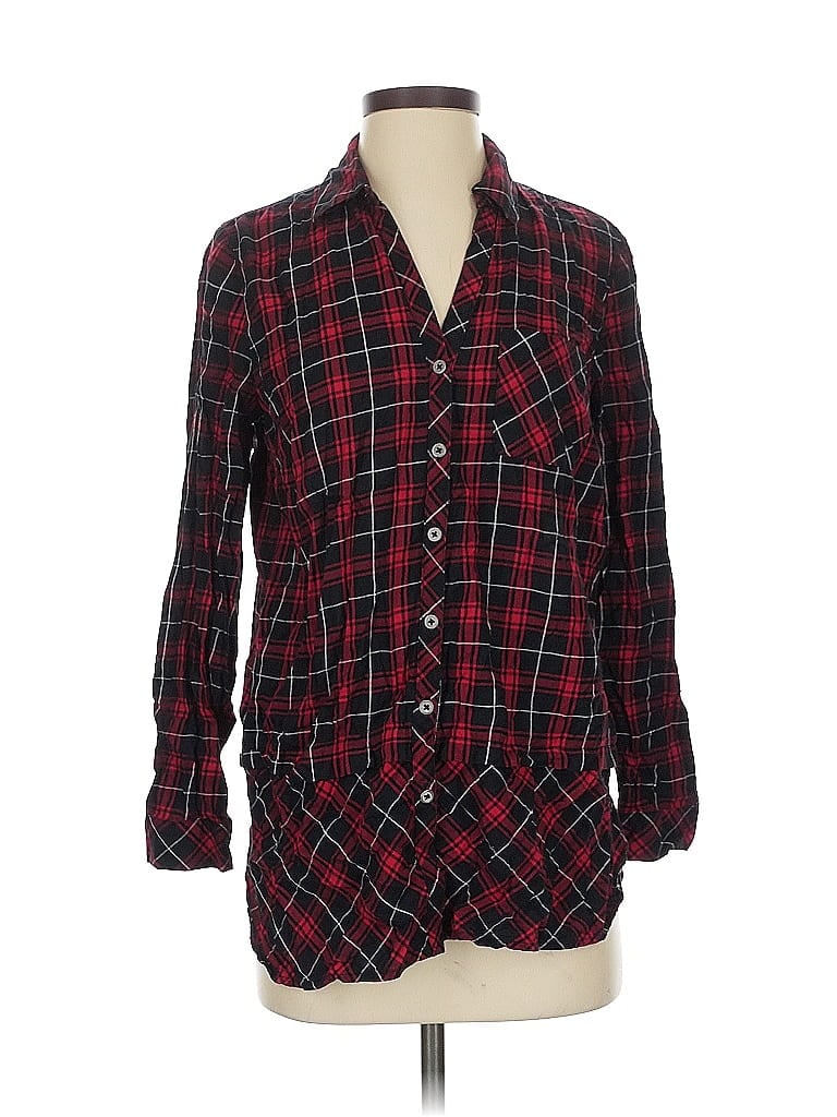 Pre-owned Jjill Long Sleeve Button Down Shirt In Red