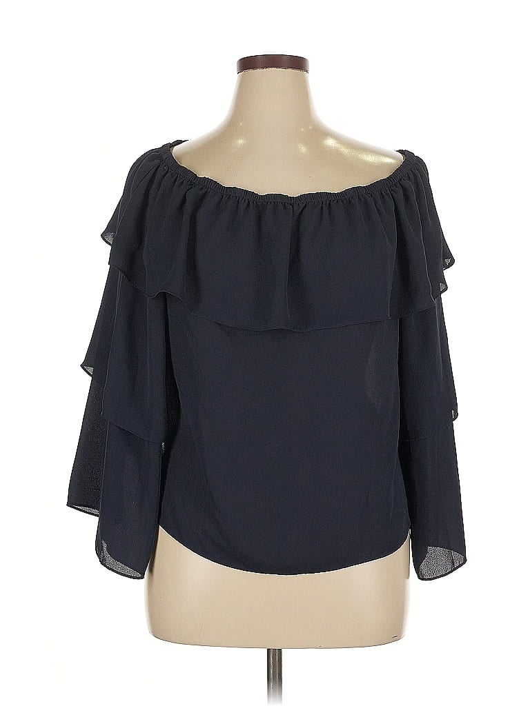 Pre-owned Inc International Concepts 3/4 Sleeve Blouse In Blue