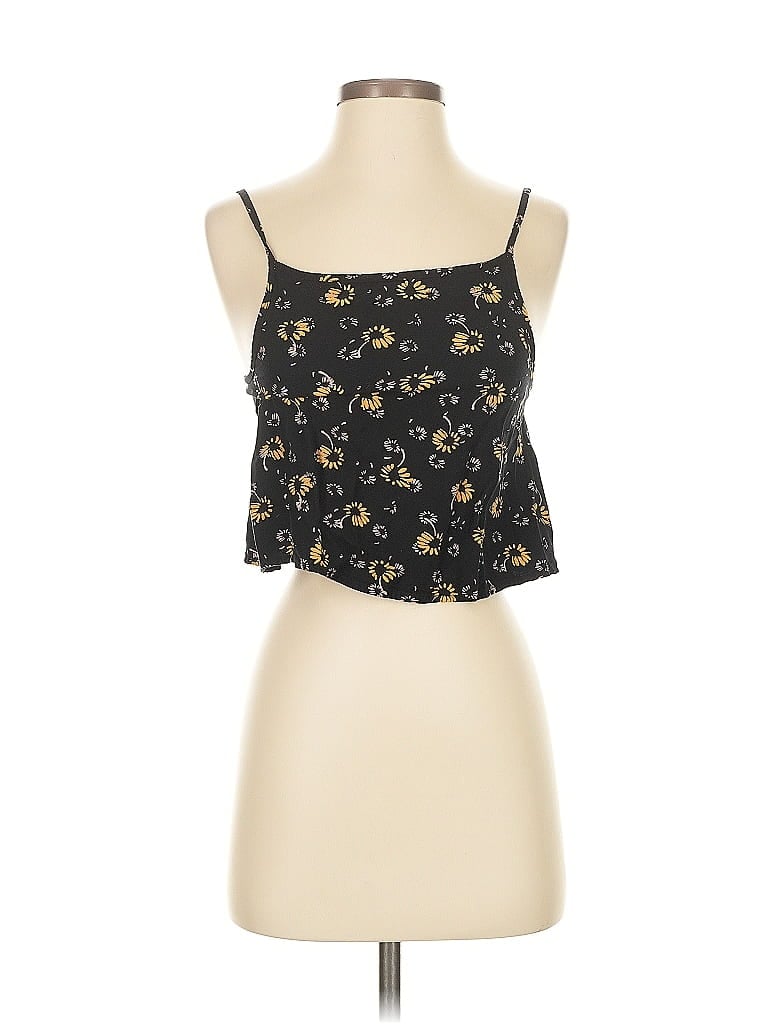 Pre-owned Kimchi Blue Tank Top Black Floral Pattern Tops