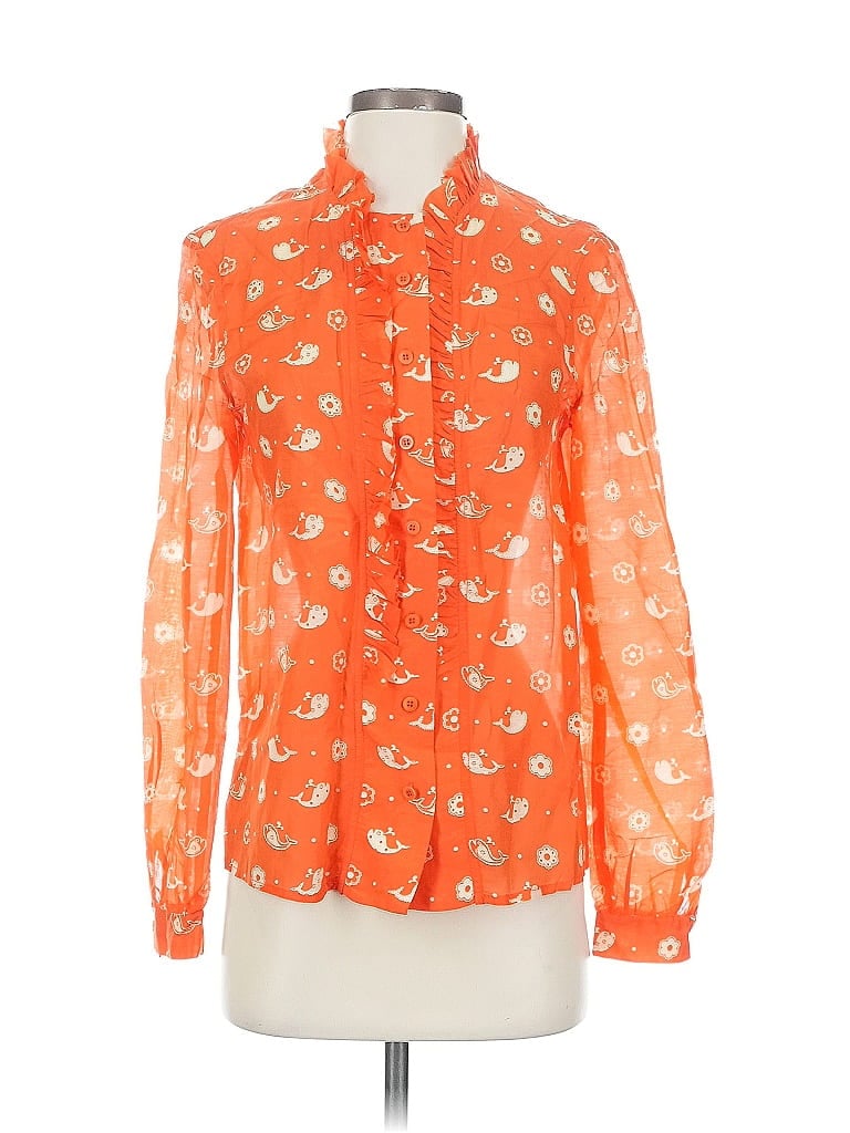 Pre-owned Karen Walker Long Sleeve Blouse In Orange