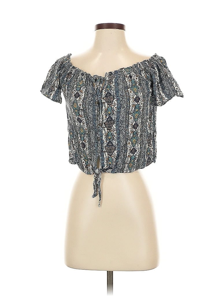Pre-owned Mason & Belle Short Sleeve Blouse In Blue