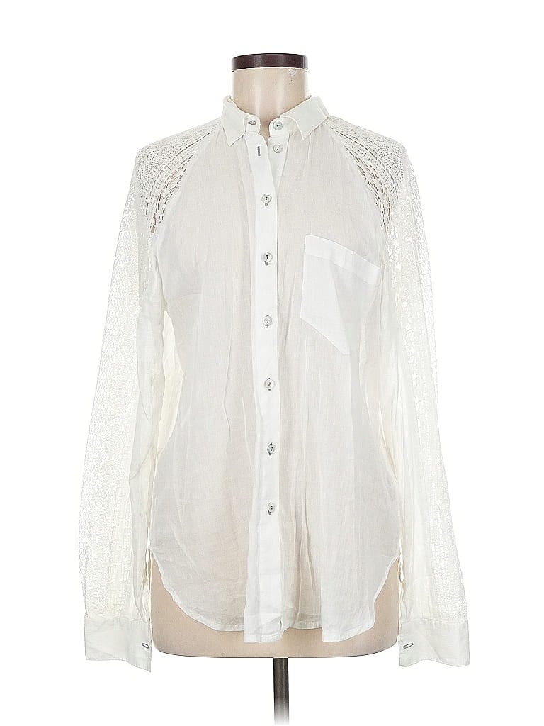 Pre-owned Holding Horses Long Sleeve Blouse In White