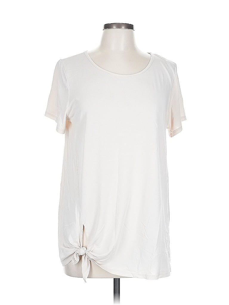HUMMINGBIRD Pre-owned Short Sleeve Top Ivory Keyhole Neckline Tops In White
