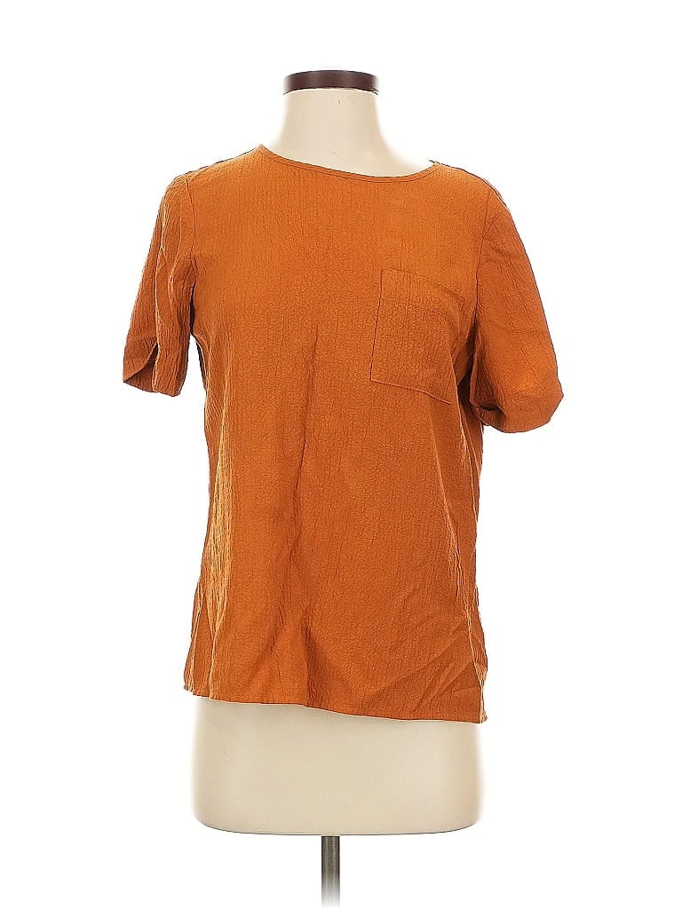 CALVIN KLEIN Pre-owned Short Sleeve Top Brown Crew Neck Tops