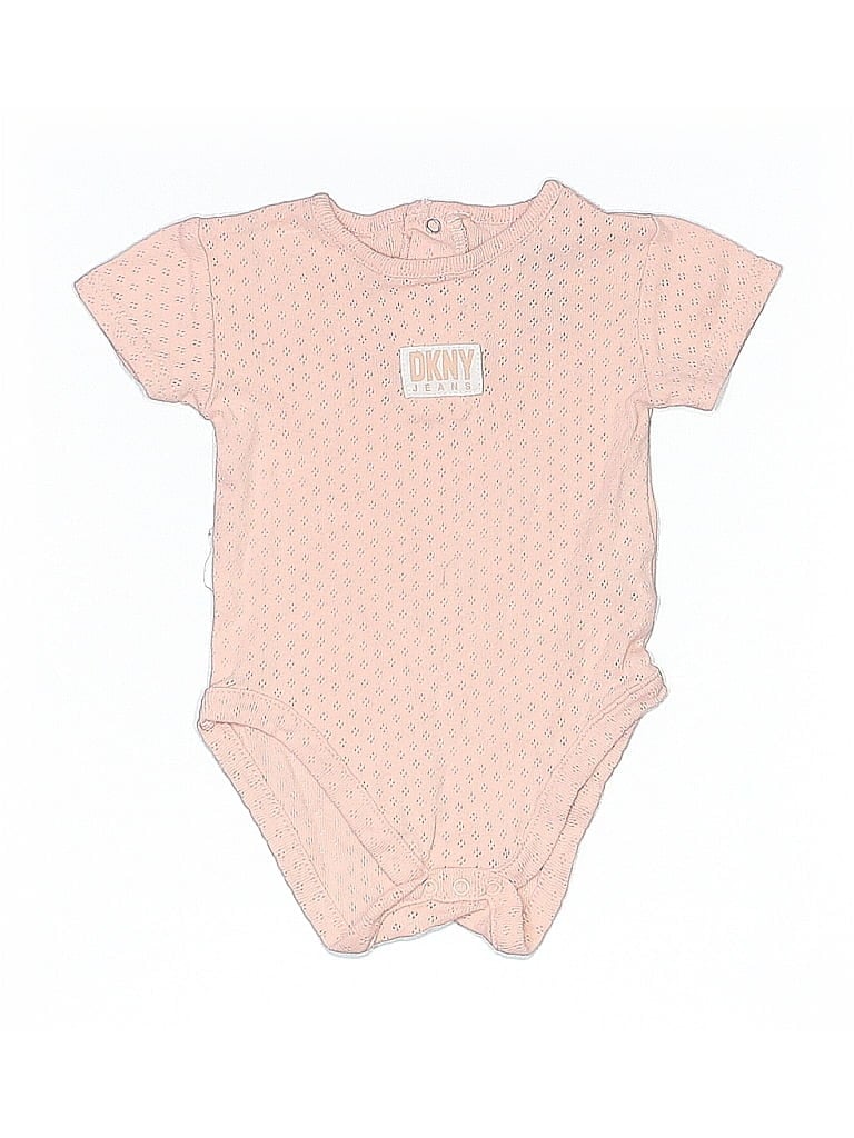 Pre-owned Dkny Jeans Babies' Short Sleeve Onesie In Pink