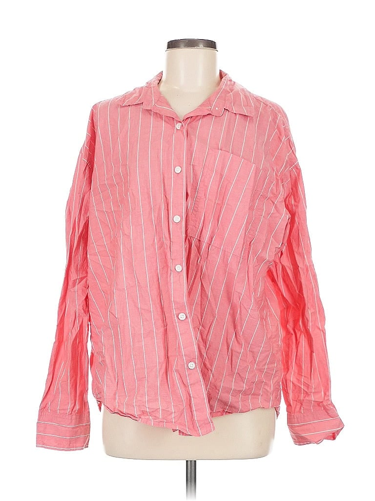 Pre-owned American Eagle Outfitters Long Sleeve Button Down Shirt In Pink