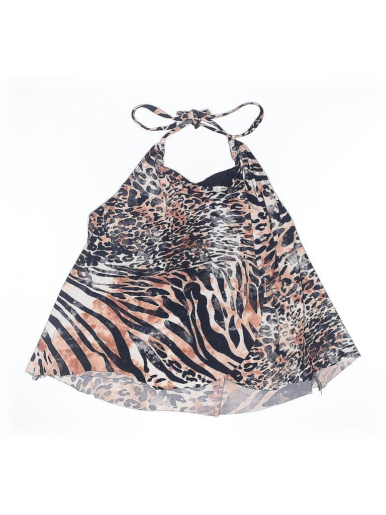 Pre-owned Venus Swimsuit Top Brown Animal Print Pattern Swimwear
