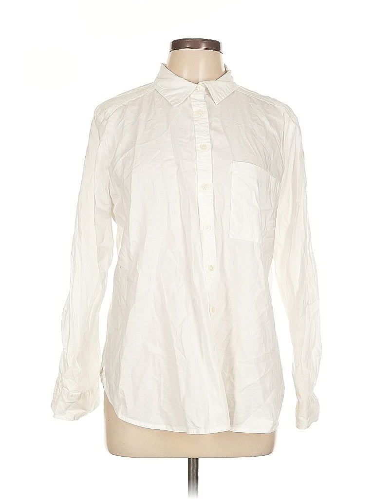 Pre-owned Ann Taylor Loft Long Sleeve Button Down Shirt In White