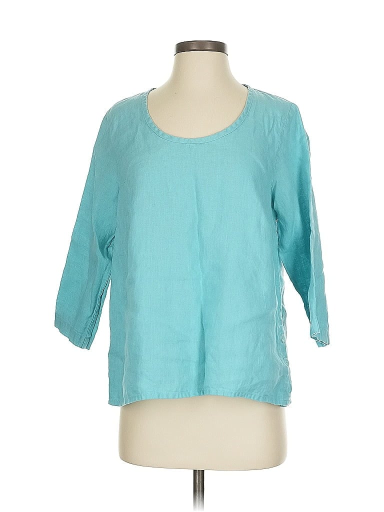 Pre-owned Flax 3/4 Sleeve T-shirt In Blue