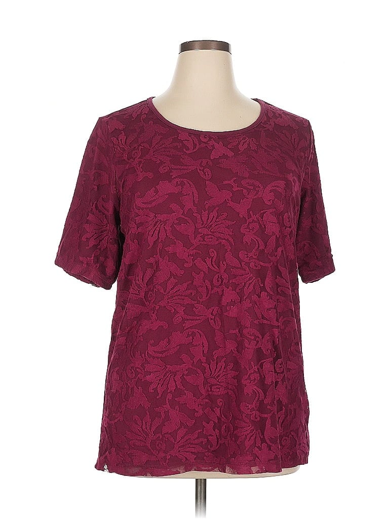 Pre-owned Christopher & Banks Short Sleeve Blouse In Burgundy