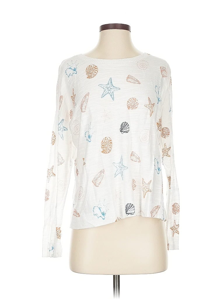 Pre-owned Ann Taylor Loft Long Sleeve T-shirt In White